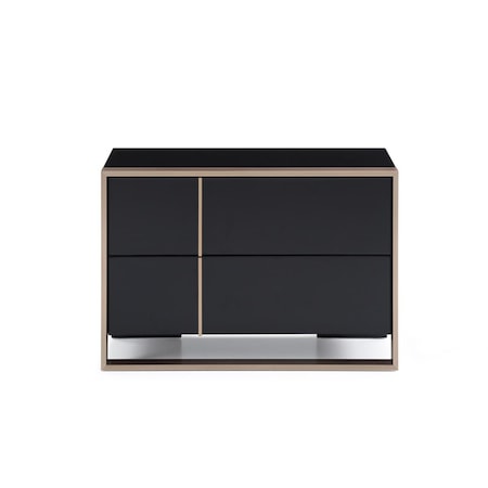 Gfancy Fixtures Modern Right Nightstand - Black & Brushed Bronze GF2479139